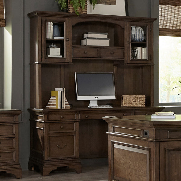 Coaster Hartshill 66 Inch 5-Drawer Credenza with Hutch Burnished Oak