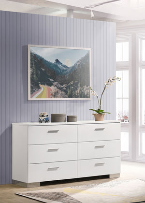 Coaster Felicity 6-Drawer Dresser White High Gloss