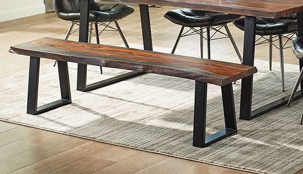 Coaster Ditman Live Edge Wood Dining Bench Grey Sheesham