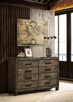 Coaster Woodmont 8-Drawer Dresser Rustic Golden Brown