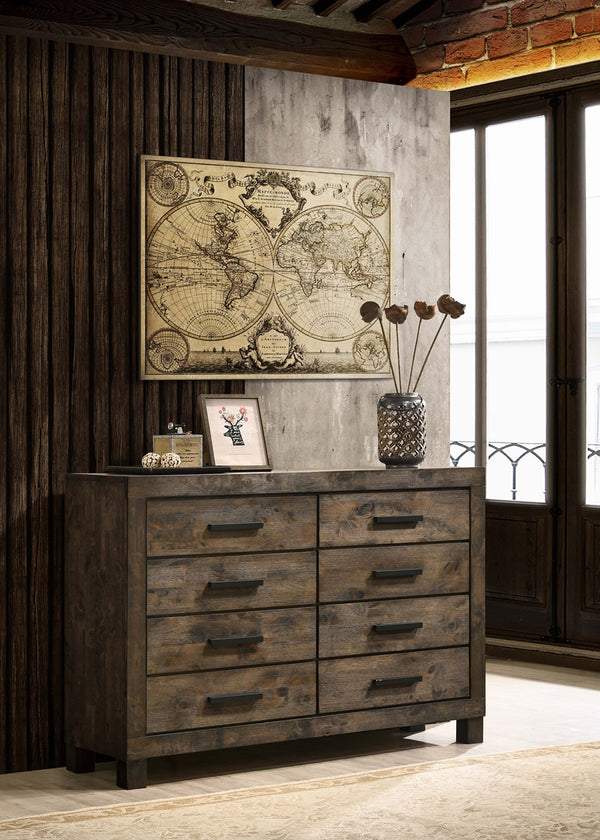 Coaster Woodmont 8-Drawer Dresser Rustic Golden Brown