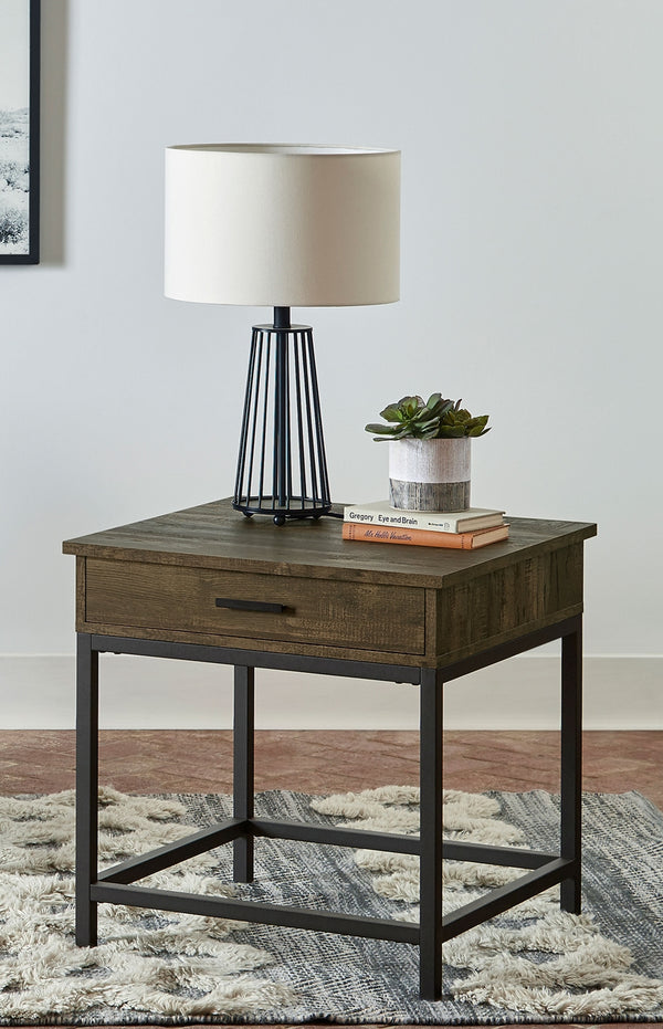 Coaster Byers 1-Drawer Square Engineered Wood End Table Brown Oak