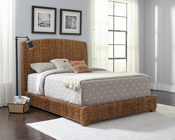 Coaster Laughton Banana Leaf California King Panel Bed Amber