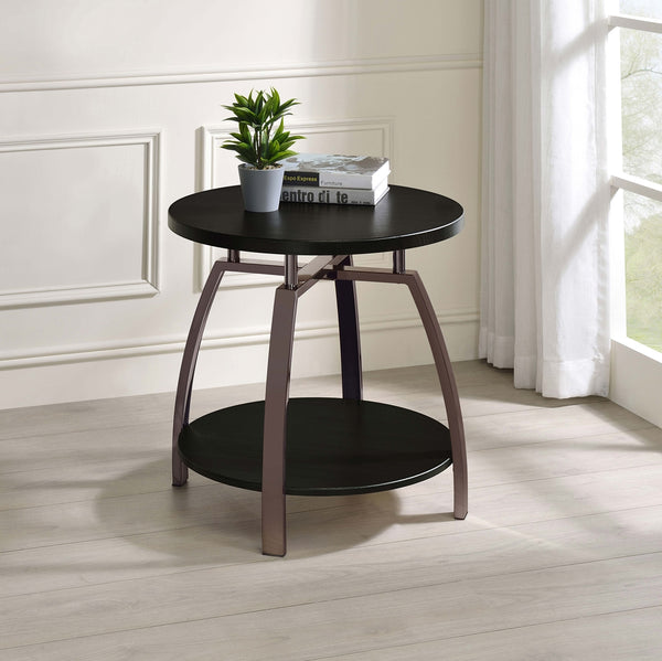 Coaster Dacre Round Engineered Wood Top Side End Table Dark Grey
