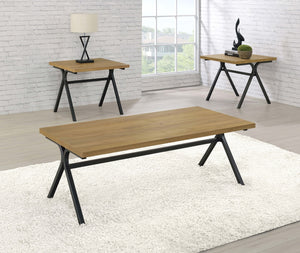Coaster Colmar 3-Piece Engineered Wood Coffee Table Set Golden Oak