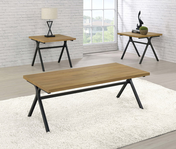 Coaster Colmar 3-Piece Engineered Wood Coffee Table Set Golden Oak