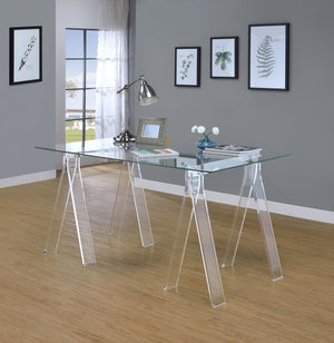 Coaster Amaturo 59 Inch Glass Top Acrylic Writing Desk Clear