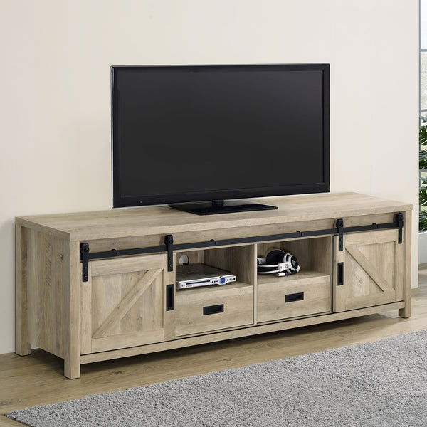 Coaster Madra 2-Door Engineered Wood 79 Inch TV Stand Distressed Pine