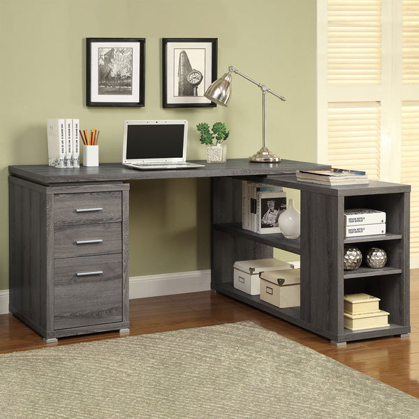 Coaster Yvette 60 Inch 3-Drawer L-Shape Computer Desk Weathered Grey