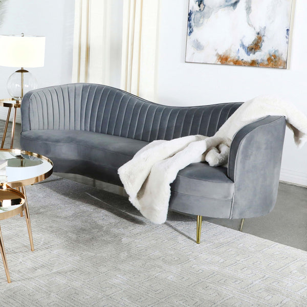 Coaster Sophia Upholstered Channel Tufted Sofa Grey