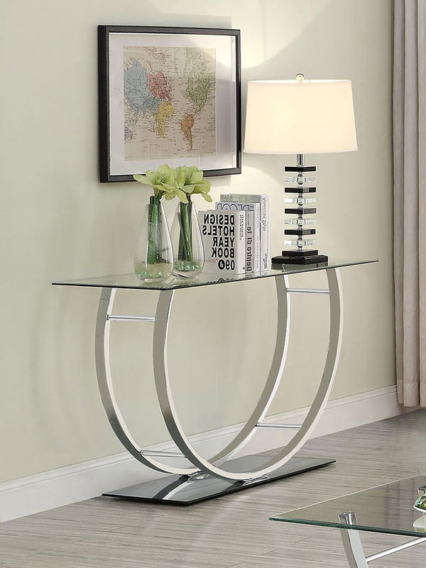Coaster Danville U-Shaped Glass Top Entryway Console Table Chrome