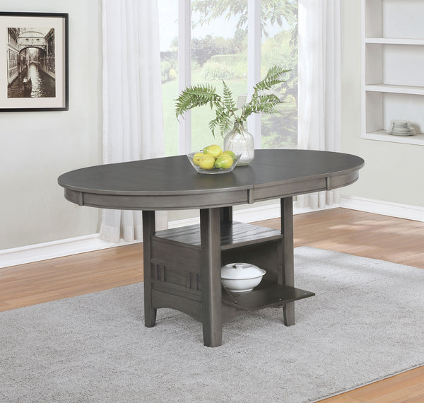 Coaster Lavon Oval 60 Inch Extension Leaf Dining Table Medium Grey
