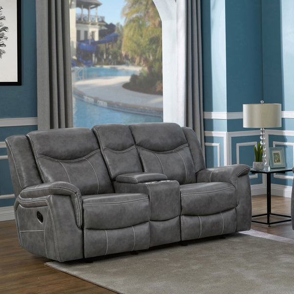 Coaster Conrad Upholstered Padded Arm Glider Loveseat Grey