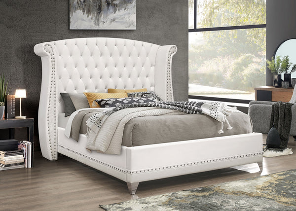 Coaster Barzini Upholstered California King Wingback Bed White