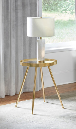Coaster Kaelyn Round Mirror Top End Table Gold