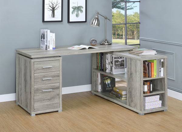 Coaster Yvette 60 Inch 3-Drawer L-Shape Computer Desk Grey Driftwood