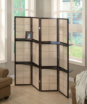 Coaster 4-Panel Room Divider Tan Jute/Cappuccino Tan