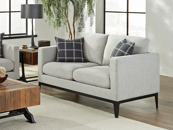 Coaster Apperson Upholstered Track Arm Loveseat Light Grey