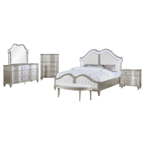 Coaster Evangeline 5-Piece California King Bedroom Set Silver Oak