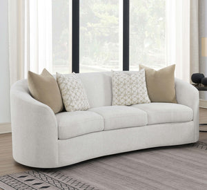 Coaster Rainn Boucle Upholstered Sloped Arm Sofa Latte