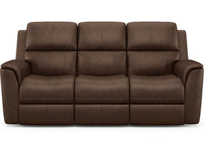 Flexsteel Henry Burnt Umber Zero Gravity Leather Triple Power Reclining Sofa