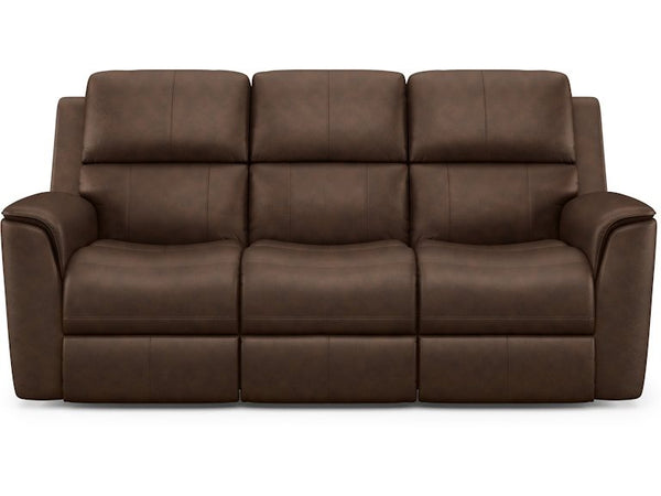 Flexsteel Henry Burnt Umber Zero Gravity Leather Triple Power Reclining Sofa