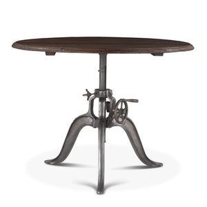 Home Trends Design Industrial Loft 48 Adjustable Crank Round Table with Reclaimed Teak Top