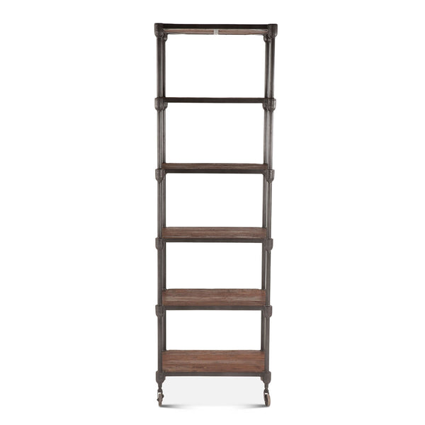 Home Trends Design Industrial Teak 25-Inch Wide Industrial Bookshelf