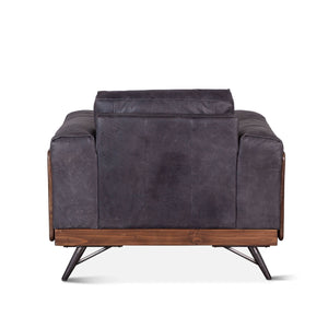 Home Trends Design Portofino Mid Century Antique Ebony Leather Armchair