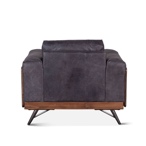 Home Trends Design Portofino Mid Century Antique Ebony Leather Armchair