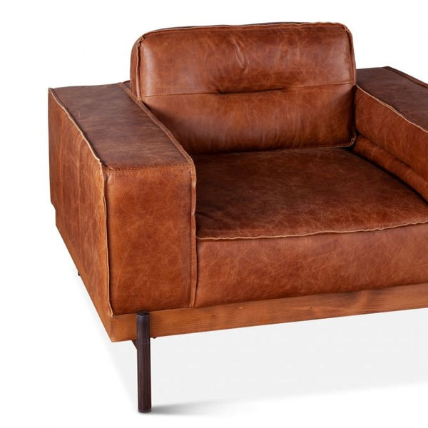 Home Trends Design Portofino Modern Leather Armchair in Vintage Cognac