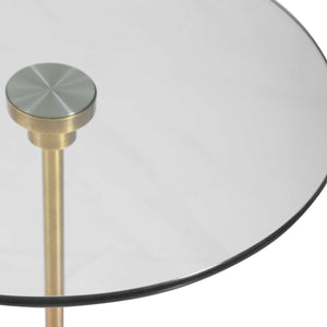 Uttermost Portsmouth Brushed Brass/White Round Accent Table