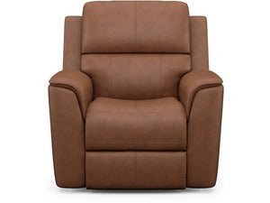 Flexsteel Henry Carmel Leather Power Recliner with Power Headrest & Lumbar