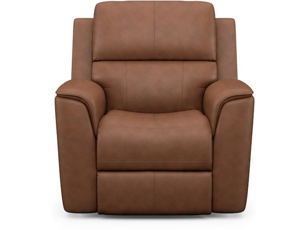 Flexsteel Henry Carmel Leather Power Recliner with Power Headrest & Lumbar