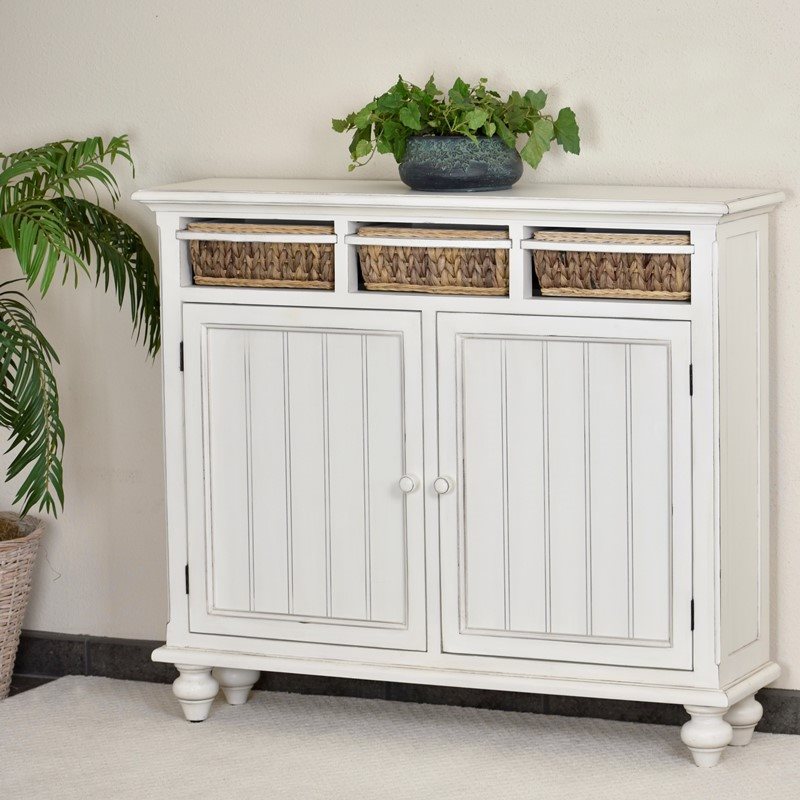 Seawinds Monaco Entry Cabinet with Baskets Blanc Finish