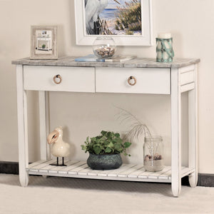 Seawinds Picket Fence Console Serving Table Grey/Blanc Finish