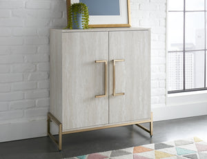 Steve Silver Larkin Faux-Marble Wine Cabinet With Copper Hardware