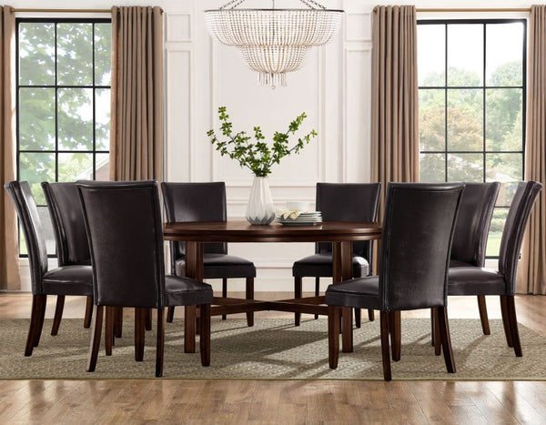 Steve Silver Hartford 72-Inch 9-Piece Dining Set With 8 Brown Leatherette Chairs In Deep Espresso