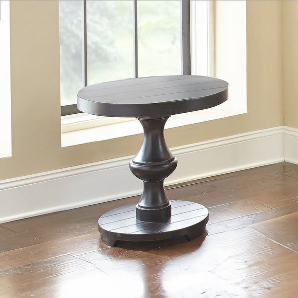 Steve Silver Dory Round End Table In A Neutral Ebony Finish