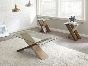 Steve Silver Tasha Glass Top Deep Cherry End Table