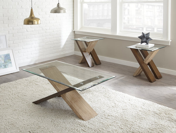 Steve Silver Tasha Glass Top Deep Cherry End Table