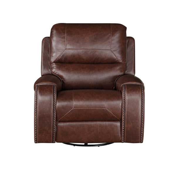 Steve Silver Keily Brown Manual Motion Swivel Recliner With Antiqued Brass Nailhead Trim
