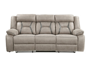 Steve Silver Tyson Gray Manual Recliner Sofa With Drop Down Table And Power Strip