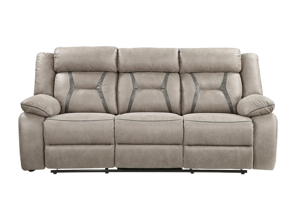 Steve Silver Tyson Gray Manual Recliner Sofa With Drop Down Table And Power Strip