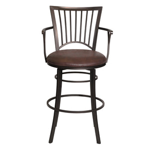 Steve Silver Bayview 30-Inch Upholstered Swivel Barstool Finished In Gun Metal Powder