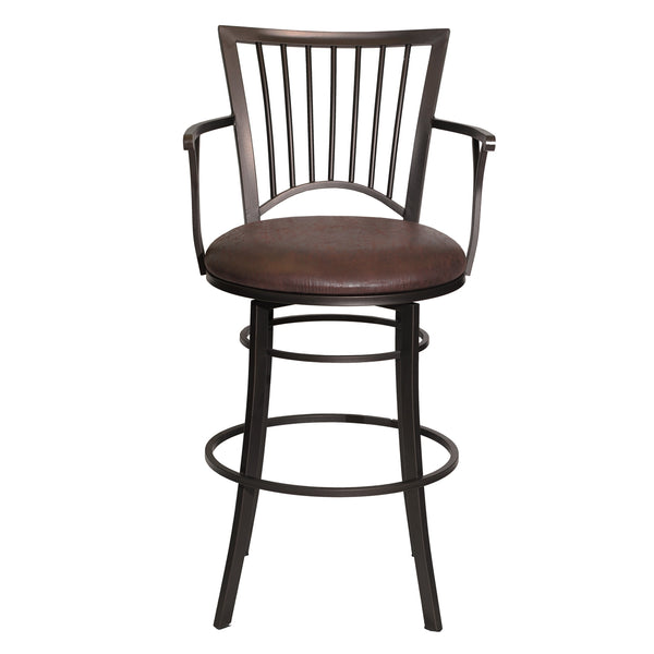Steve Silver Bayview 30-Inch Upholstered Swivel Barstool Finished In Gun Metal Powder