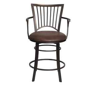 Steve Silver Bayview 24-Inch Upholstered Swivel Counter-Height Chair In Gun Metal Powder
