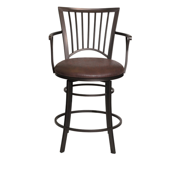 Steve Silver Bayview 24-Inch Upholstered Swivel Counter-Height Chair In Gun Metal Powder
