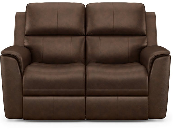 Flexsteel Henry Burnt Umber Leather Triple Power Reclining Loveseat