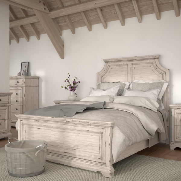 American Woodcrafters Providence Complete Queen Panel Bed in Antique White